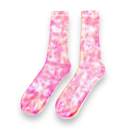 Gold, Red & Pink Crumple Tie Dye Socks