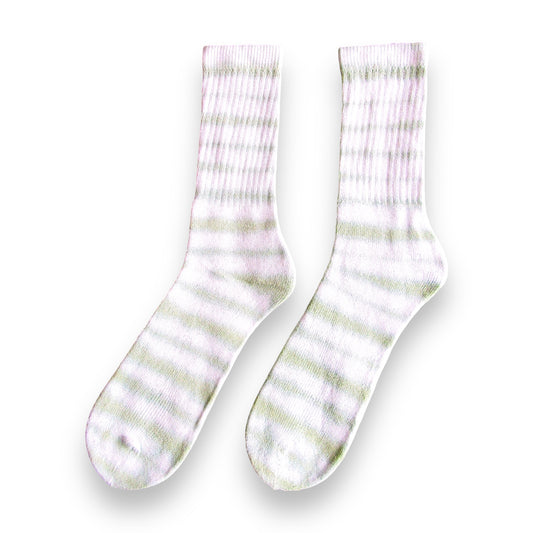 Dark Green Striped Tie Dye Socks