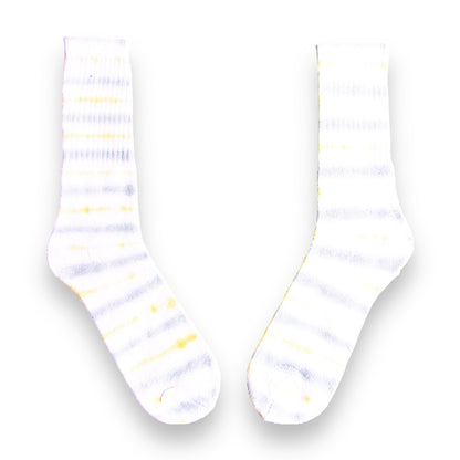 Gold & Grey Double Sided Striped Tie Dye Socks