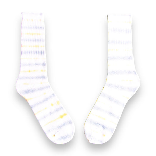 Gold & Grey Double Sided Striped Tie Dye Socks