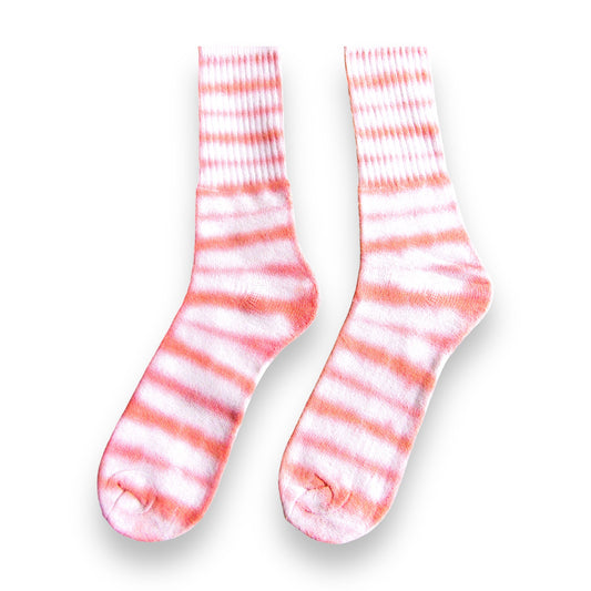 Dark Red Striped Tie Dye Socks