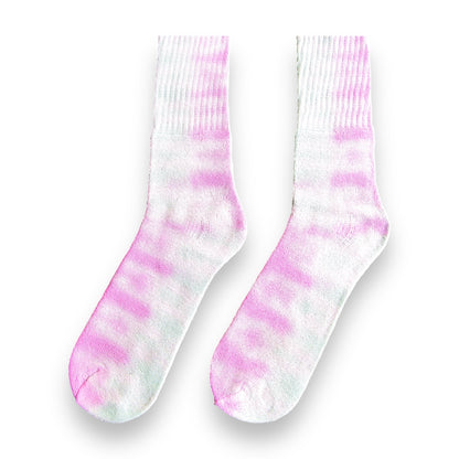 Pink & Grass Green Checkered Tie Dye Socks