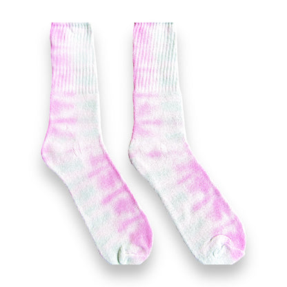 Pink & Grass Green Checkered Tie Dye Socks