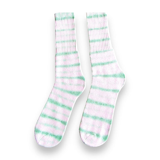 Grass Green Striped Tie Dye Socks