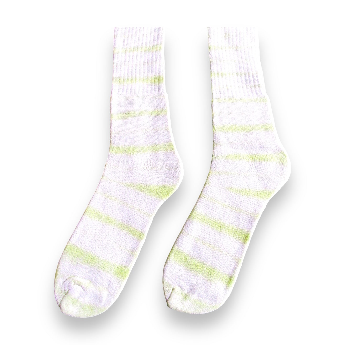 Light Green Striped Tie Dye Socks