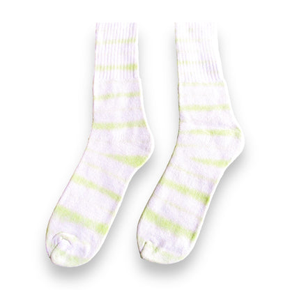 Light Green Striped Tie Dye Socks