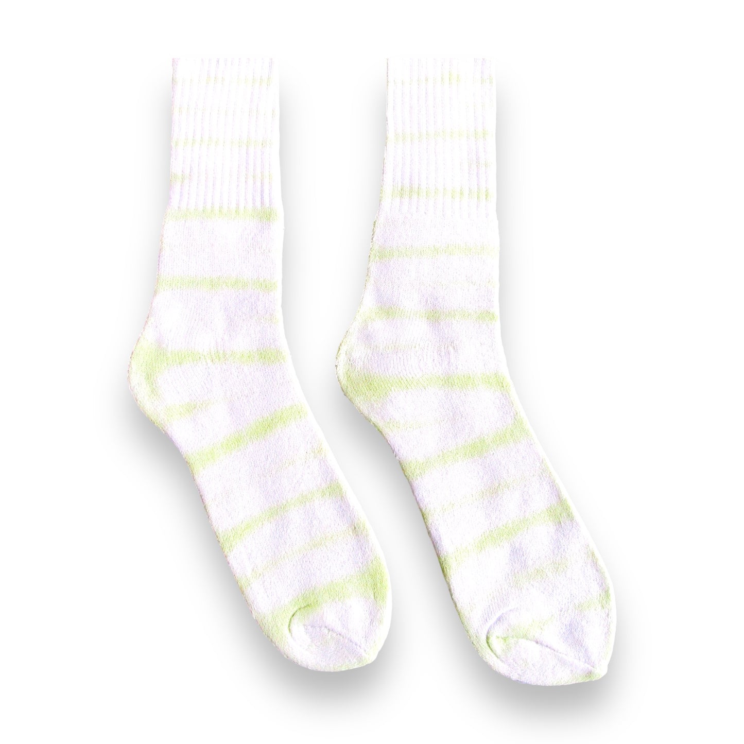 Light Green Striped Tie Dye Socks