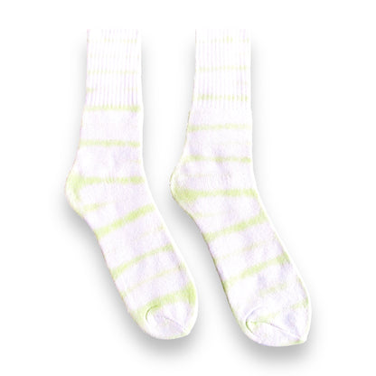 Light Green Striped Tie Dye Socks