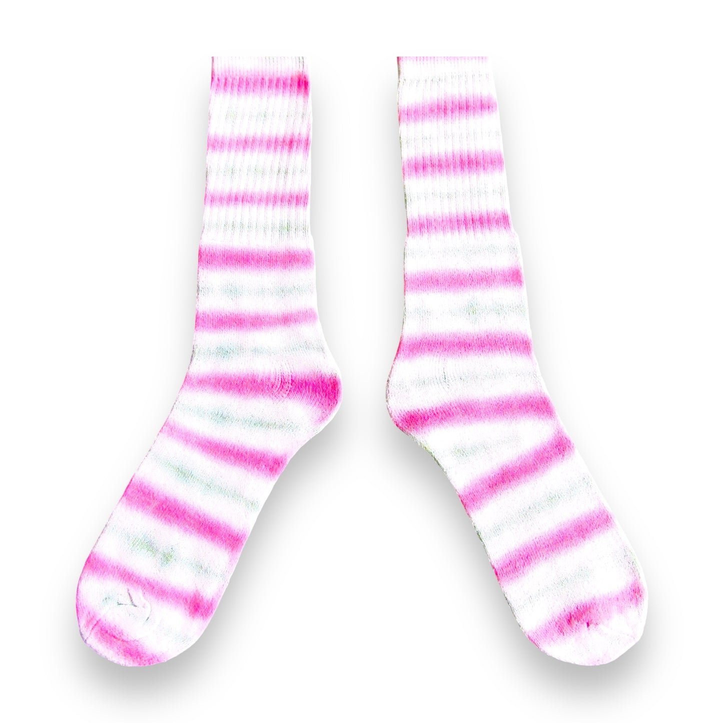 Magenta & Dark Green Double Sided Striped Tie Dye Socks