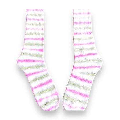 Magenta & Dark Green Double Sided Striped Tie Dye Socks