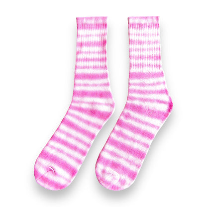 Violet Red Striped Tie Dye Socks