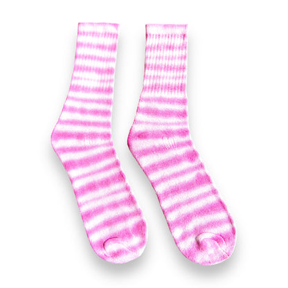 Violet Red Striped Tie Dye Socks