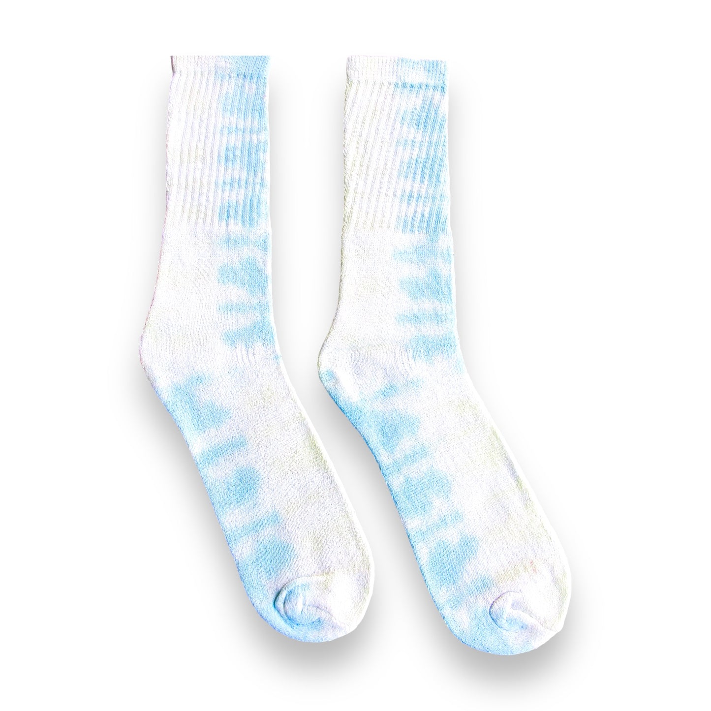 Sky Blue & Yellow Checkered Tie Dye Socks