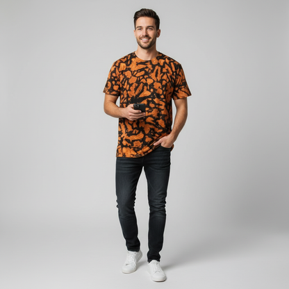 Crumple Bleach Tie Dye T-Shirt - Light Grey Backdrop