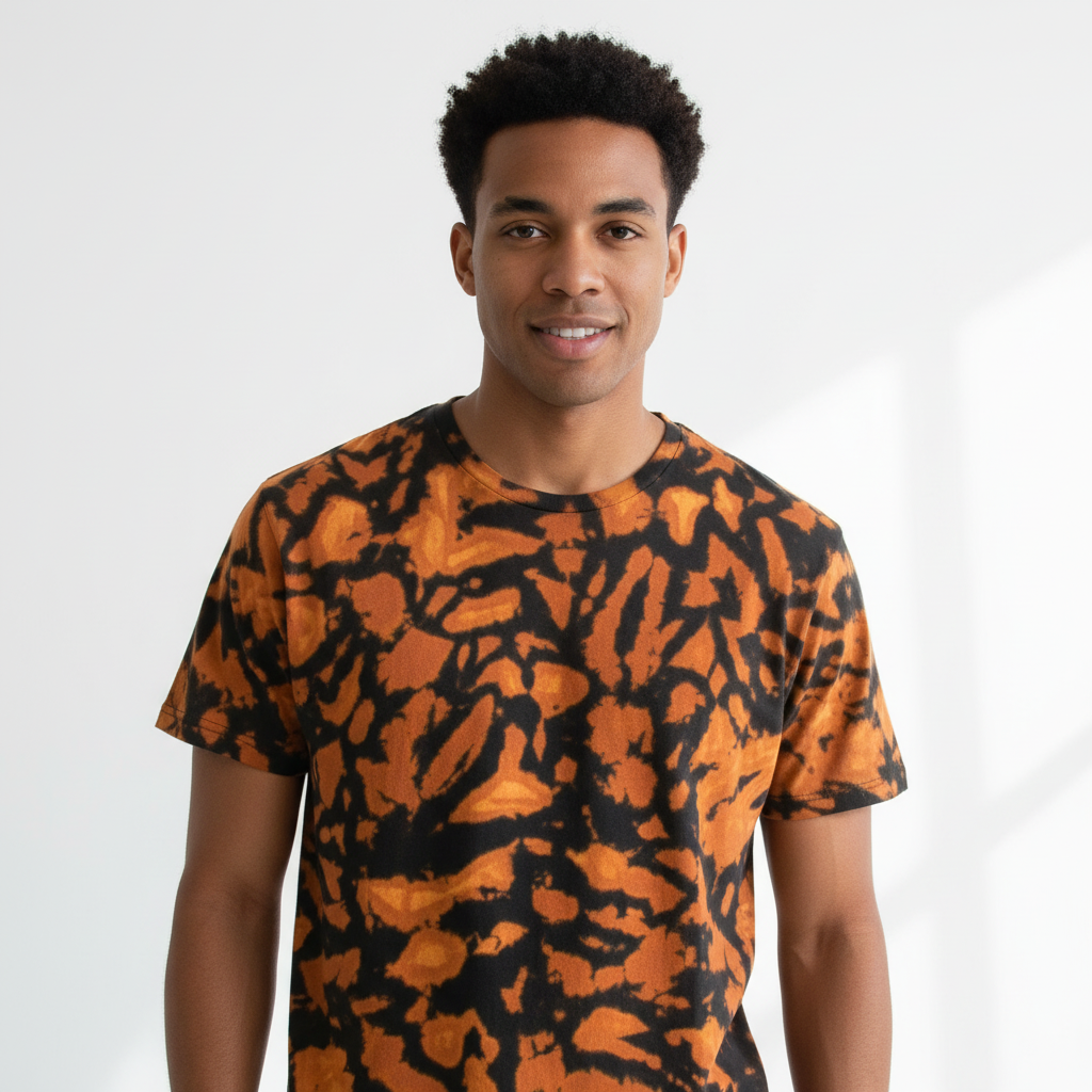 Crumple Bleach Tie Dye T Shirt - Waist Up