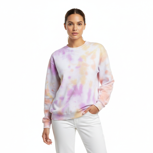 Gold, Orange & Lavender Crumple Tie Dye Sweatshirt