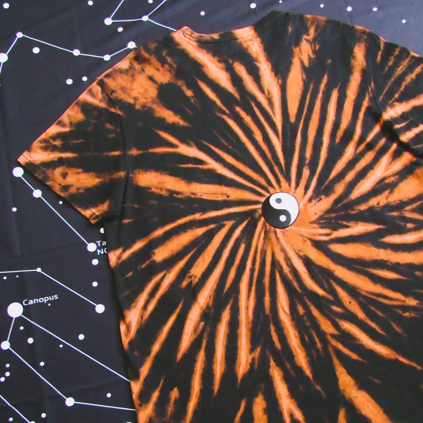 Embroidered Spiral Bleach Tie Dye T Shirt (Yin&Yang)