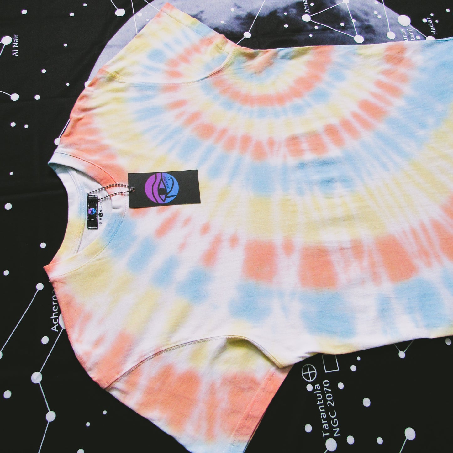 Orange, Yellow & Blue Sunrise Tie Dye T Shirt