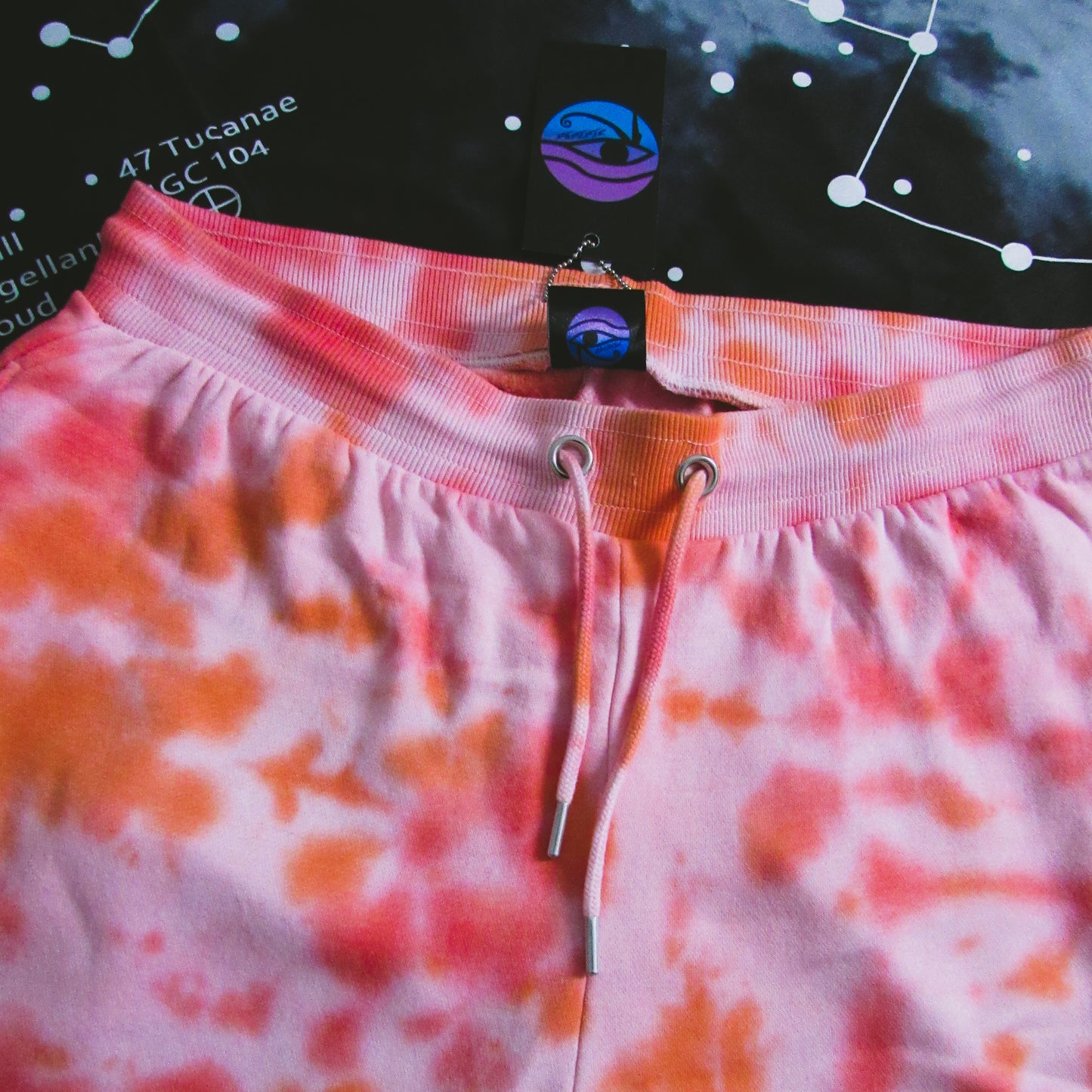 Red & Orange Crumple Tie Dye Shorts