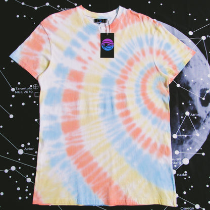 Orange, Yellow & Blue Sunrise Tie Dye T Shirt