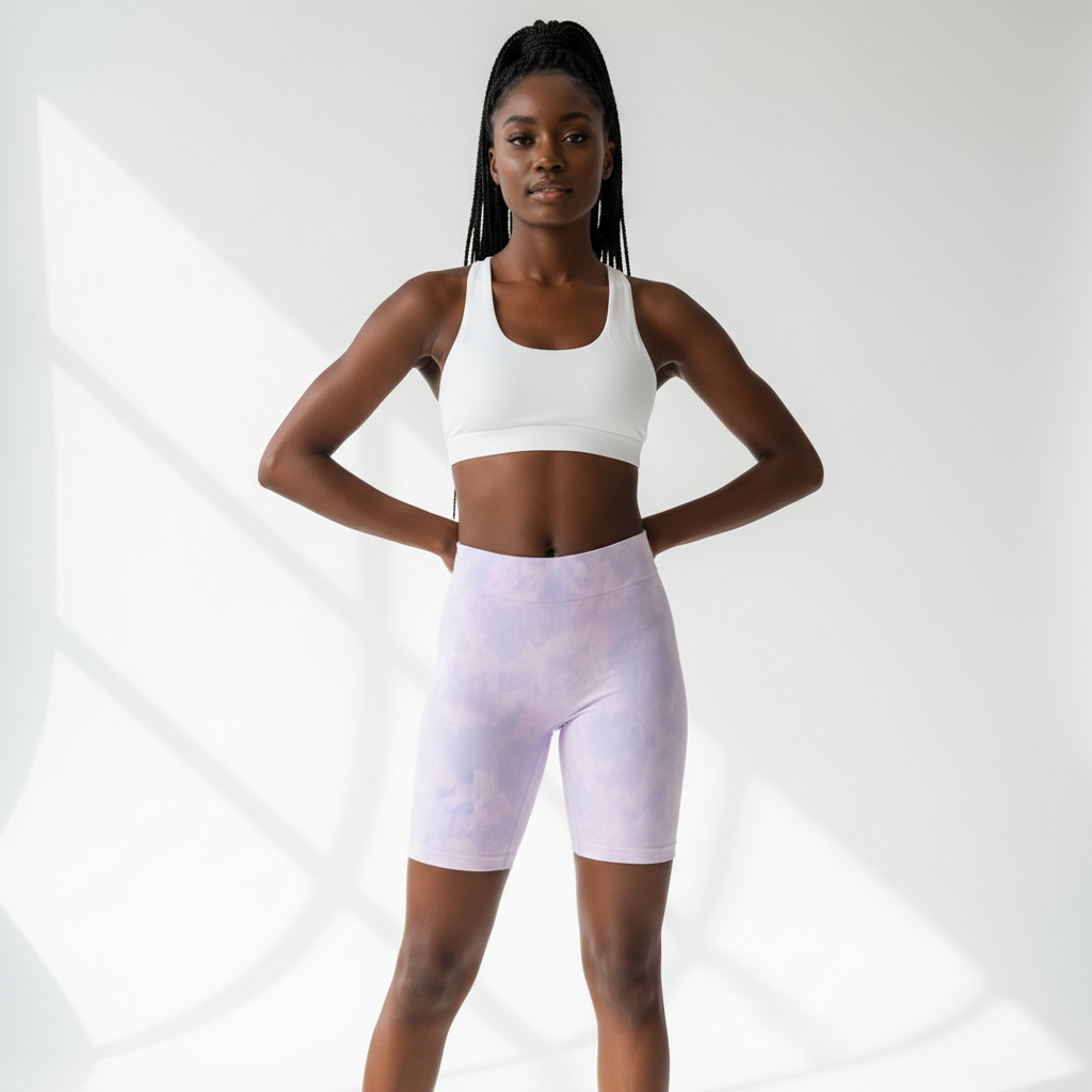 Light Purple Crumple Tie Dye Biker Shorts - Women's Lifestyle