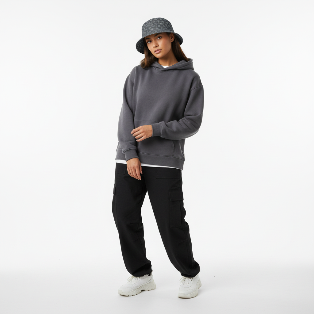 MAYA Dark Grey Bucket Hat Lifestyle