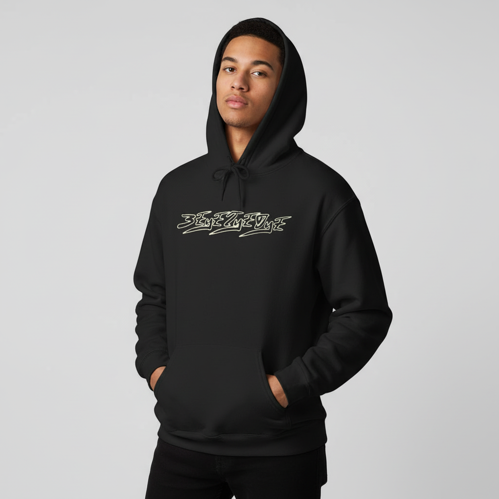 Men's 3ETD Wht Outline "MAYA" Cymatic Hoodie - Light Grey Backdrop