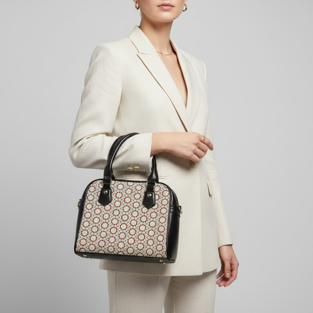 MOSAIC Cymatic Shoulder Handbag - Light Grey Backdrop