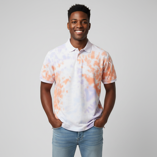 Orange Purple Light Blue Crumple Polo