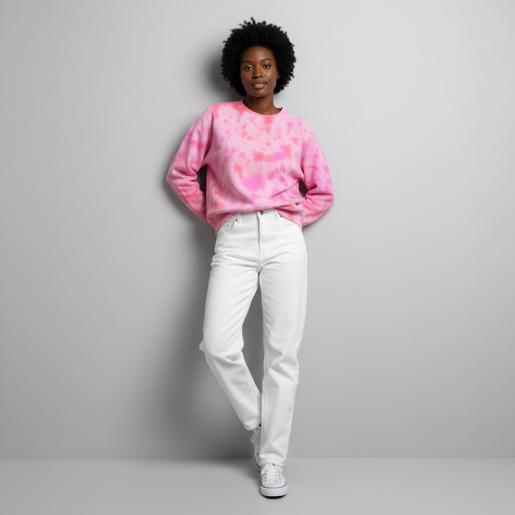 Red & Pink Crumple Tie Dye Sweatshirt Lifestyle