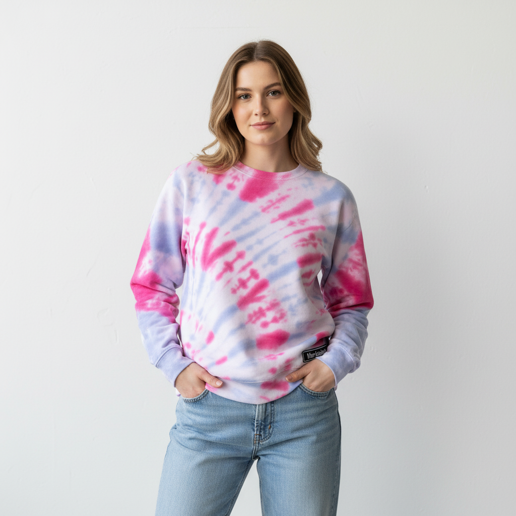 Rose Red & Royal Blue Sunburst Tie Dye Sweatshirt Lifestyle