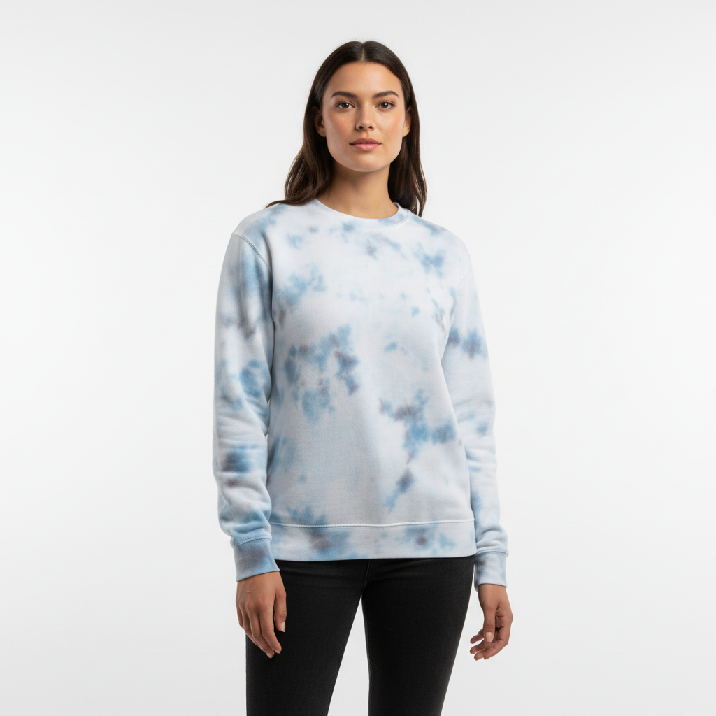 Sky Blue, Navy & Grey Crumple Tie Dye Sweatshirt