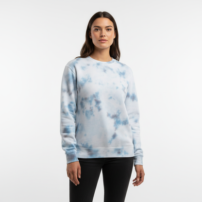 Sky Blue, Navy & Grey Crumple Tie Dye Sweatshirt