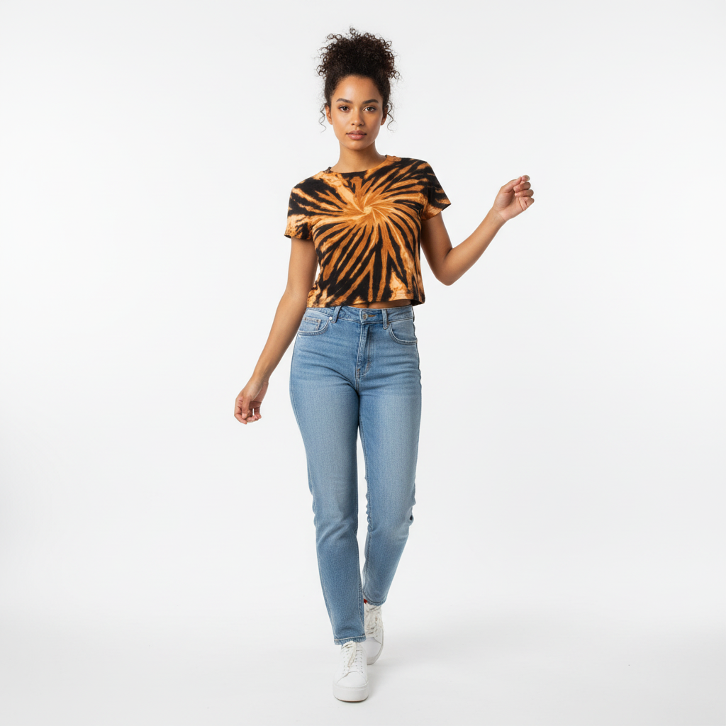 Spiral Bleach Tie Dye Crop T Shirt