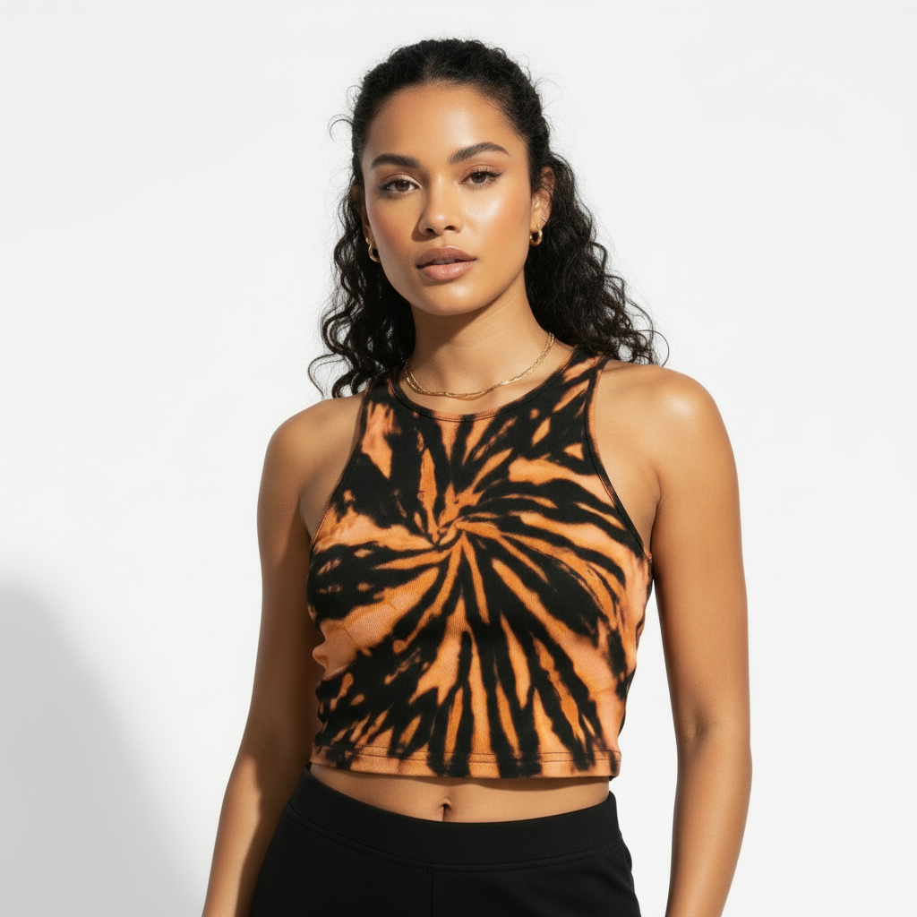 Spiral Bleach Tie Dye Crop Top