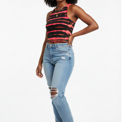 Striped Reverse Tie Dye Crop Top