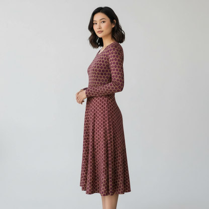 Women's "OST3OS" Cymatic Long Sleeve Dress - Light Grey Backdrop