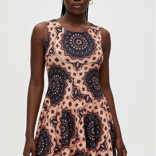 Women's "TRIBAL" Cymatic Print Skater Dress