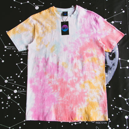 Red, Pink, Gold & Aqua Crumple Tie Dye Oversized T Shirt