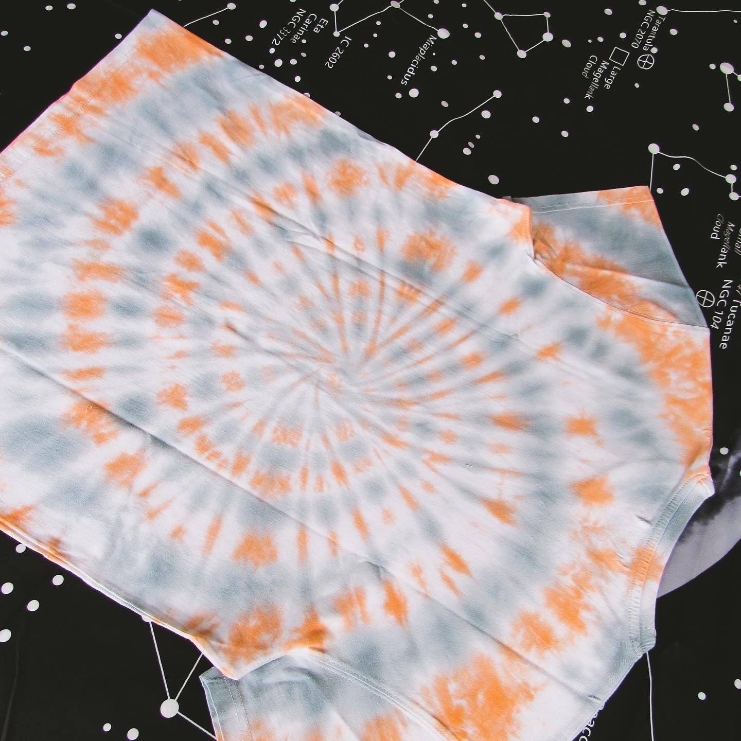 Orange & Grey Spiral Tie Dye T Shirt