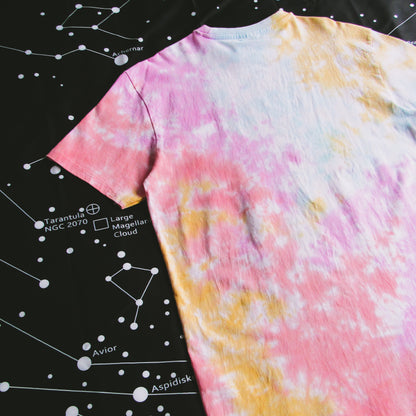 Red, Pink, Gold & Aqua Crumple Tie Dye Oversized T Shirt