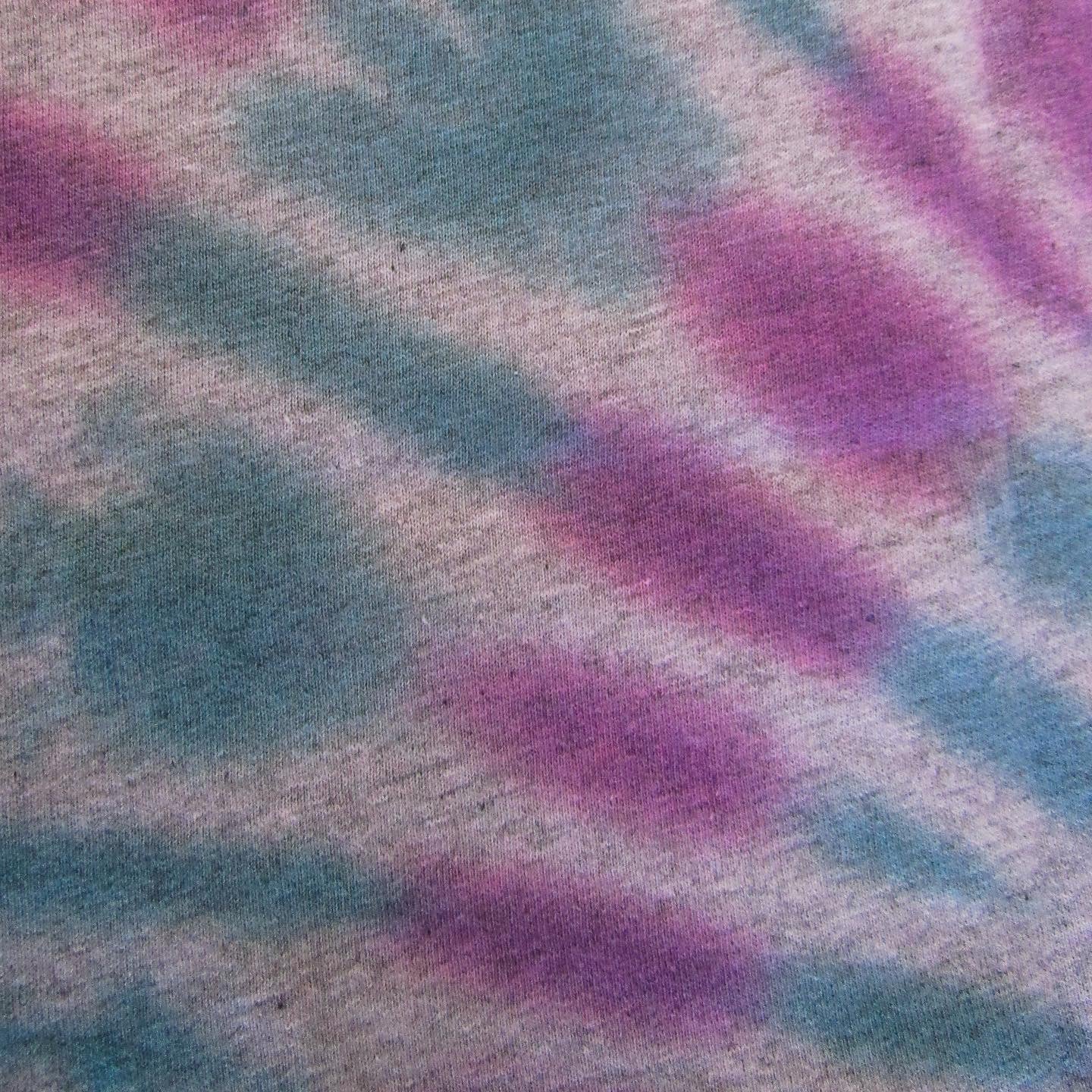Blue & Purple Sunburst Tie Dye On A Grey T Shirt