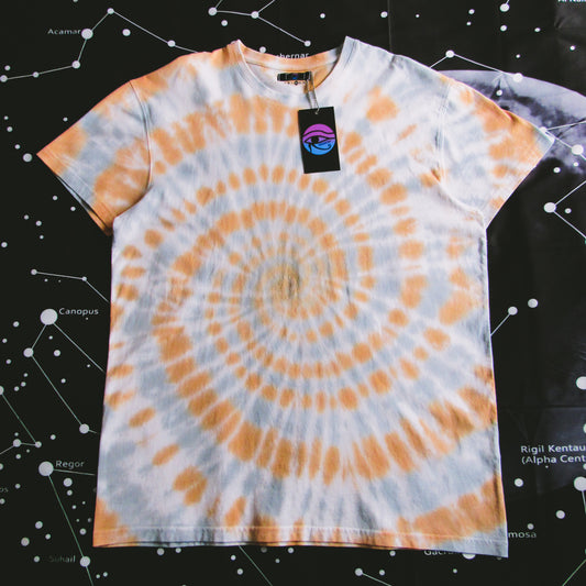 Caramel Brown & Grey Spiral Tie Dye T Shirt