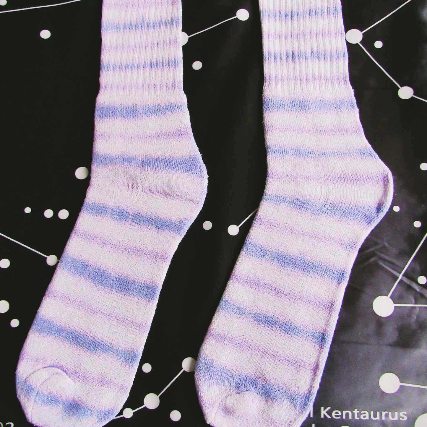Indigo Purple Striped Tie Dye Socks