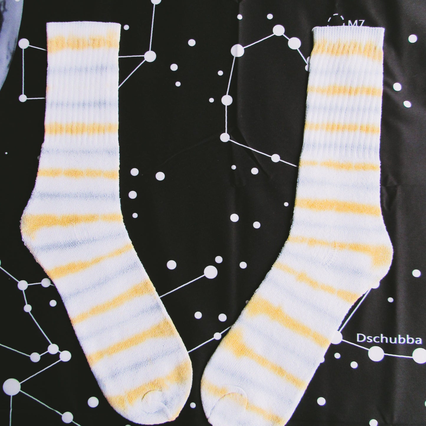 Gold & Grey Double Sided Striped Tie Dye Socks