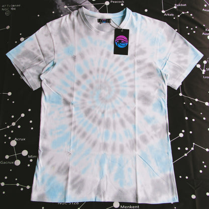 Grey & Sky Blue Spiral Tie Dye T Shirt