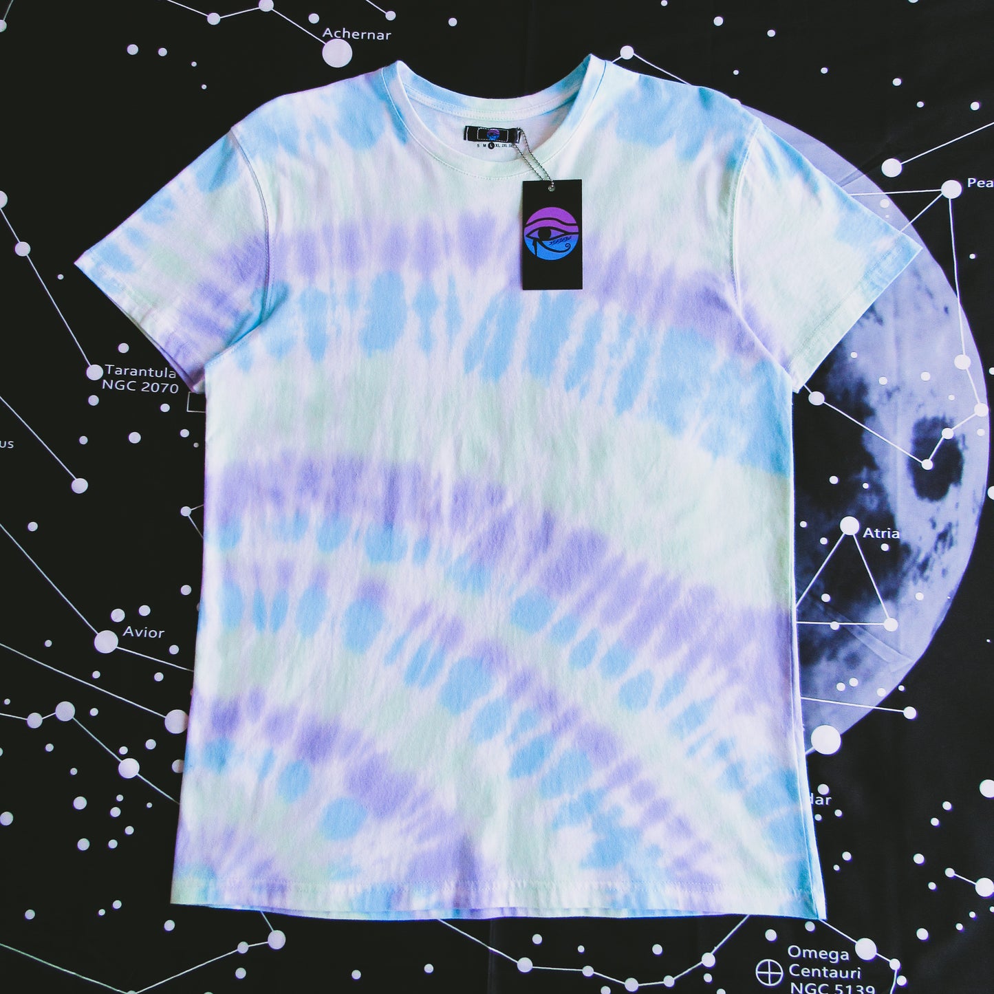 Grass Green, Sea Blue & Purple Sunburst Tie Dye T Shirt