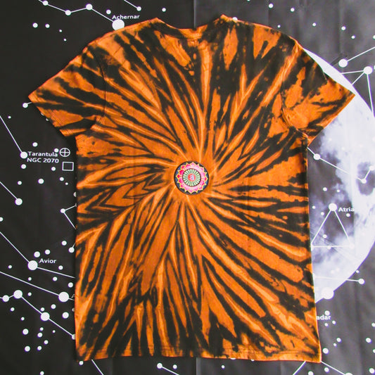 Embroidered Spiral Bleach Tie Dye T Shirt (Om)