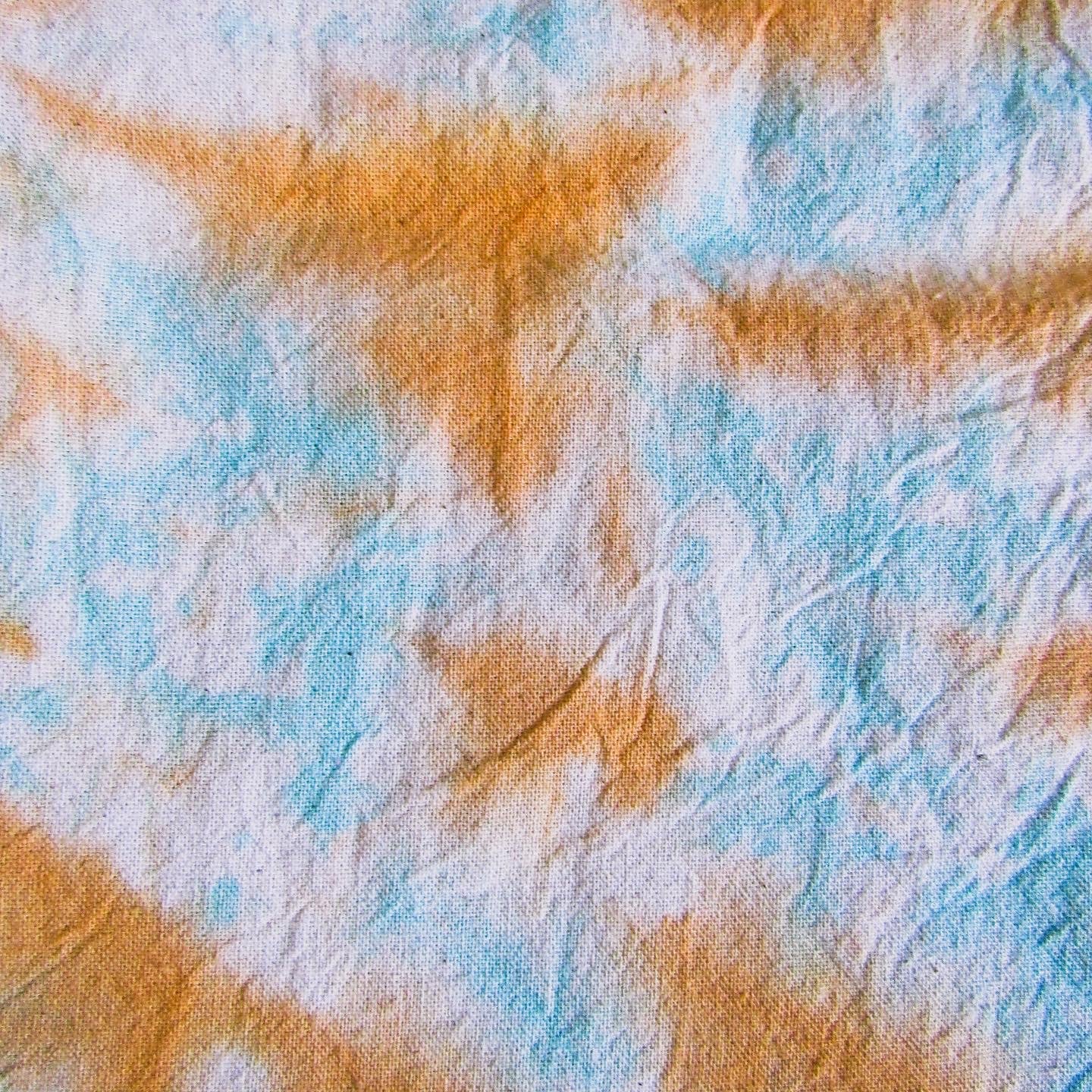 Aqua & Light Orange Crumple Tie Dye Tote Bag