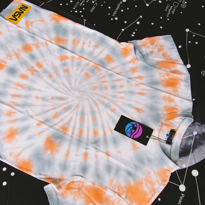 Orange & Grey Spiral Tie Dye T Shirt